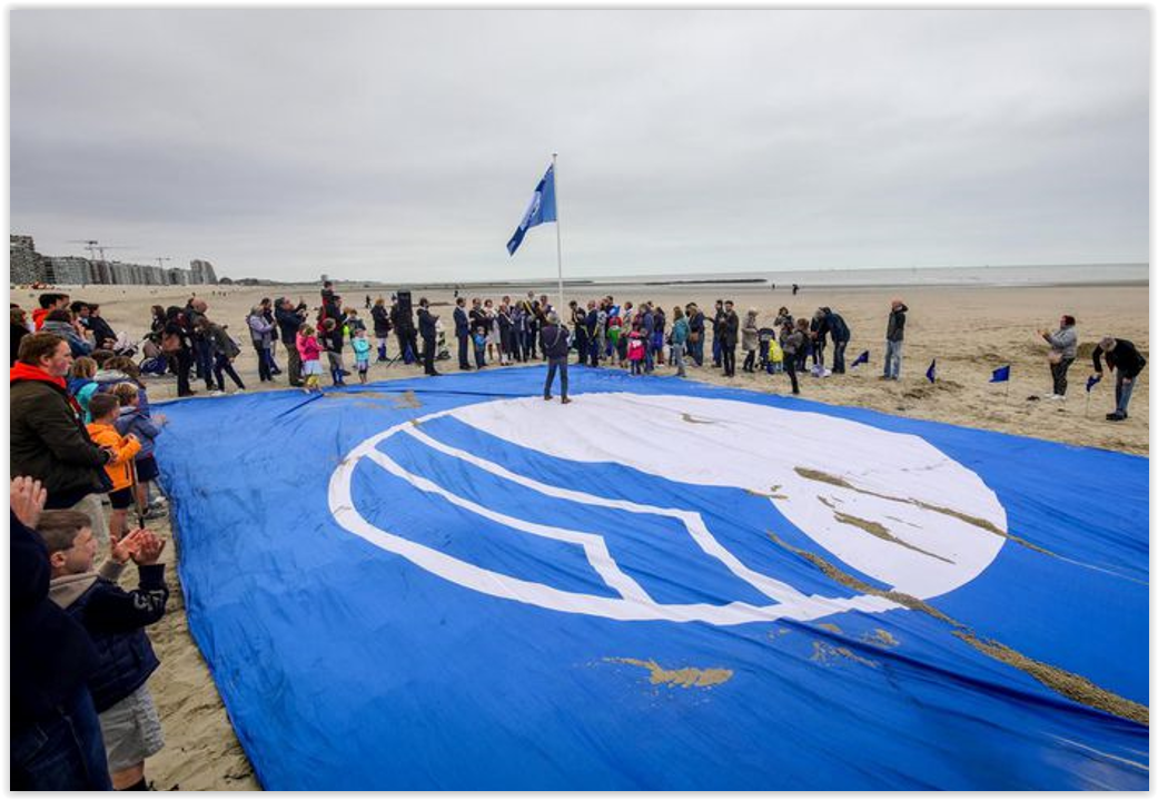 opgraven blauwe vlag